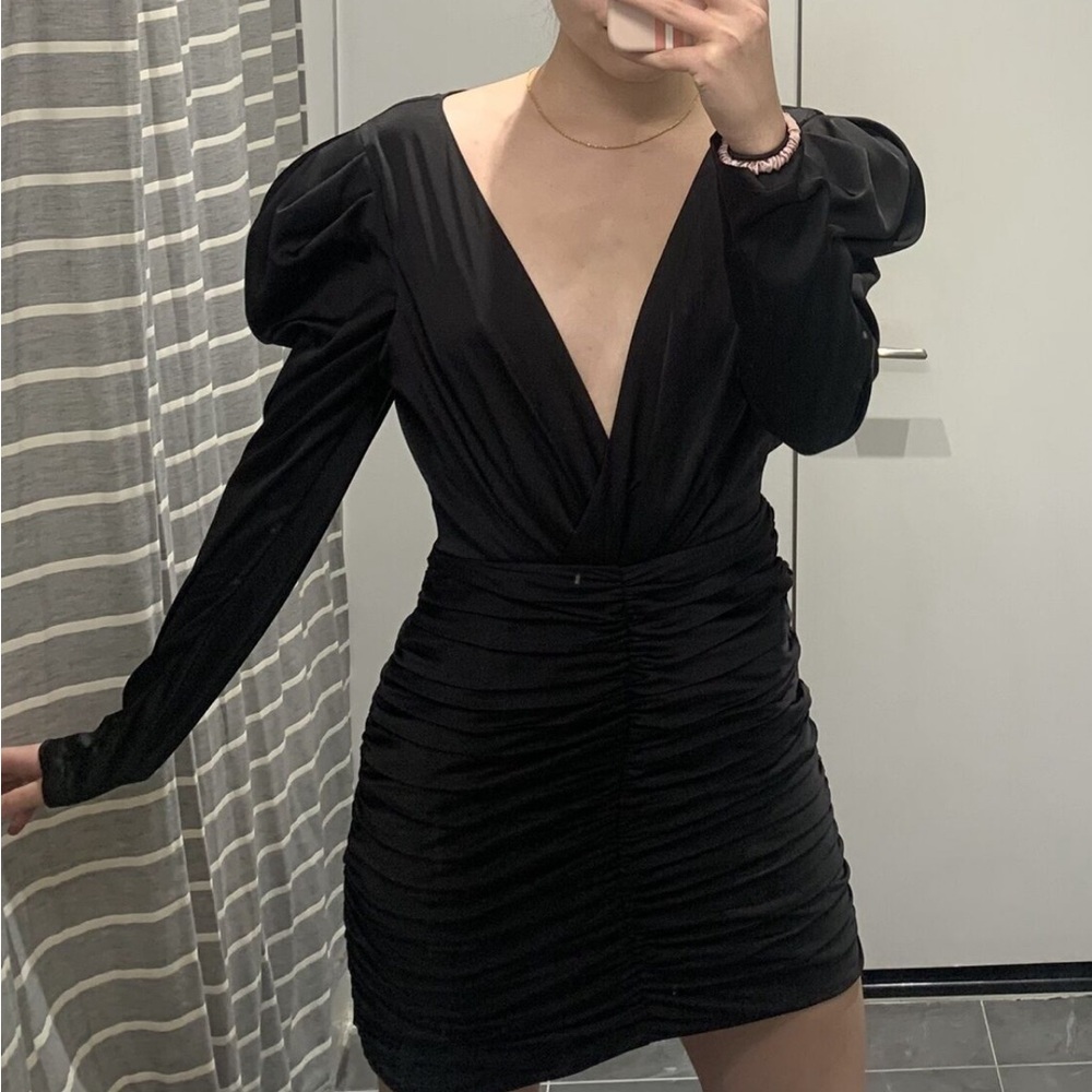 Elegant Black Ruched Dress